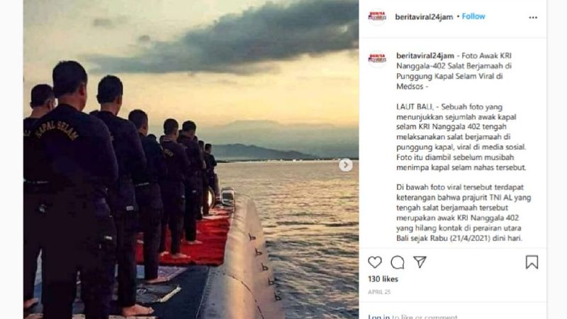 Beredar Foto Awak KRI Nanggala 402 Salat Berjemaah Sebelum Hilang Di