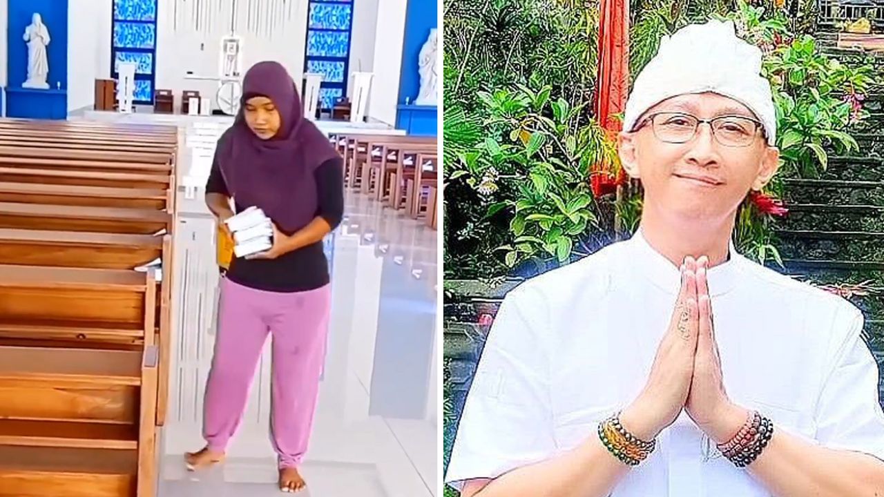 Abu Janda Bagikan Video Wanita Berhijab Bantu Sediakan Injil untuk Ibadah di Gereja: Indonesia Indah Tanpa Manusia Intoleran..