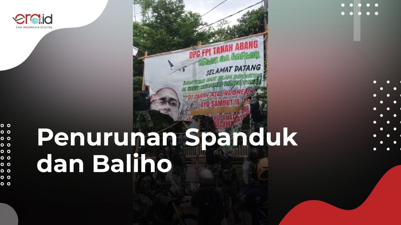 Aksi TNI Turunkan Spanduk dan Baliho Habib Rizieq