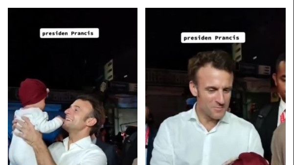 Video Presiden Prancis Emmanuel Macron Gendong Bayi Viral, Netizen: Dia yang Pernah Hina Nabi Muhammad?