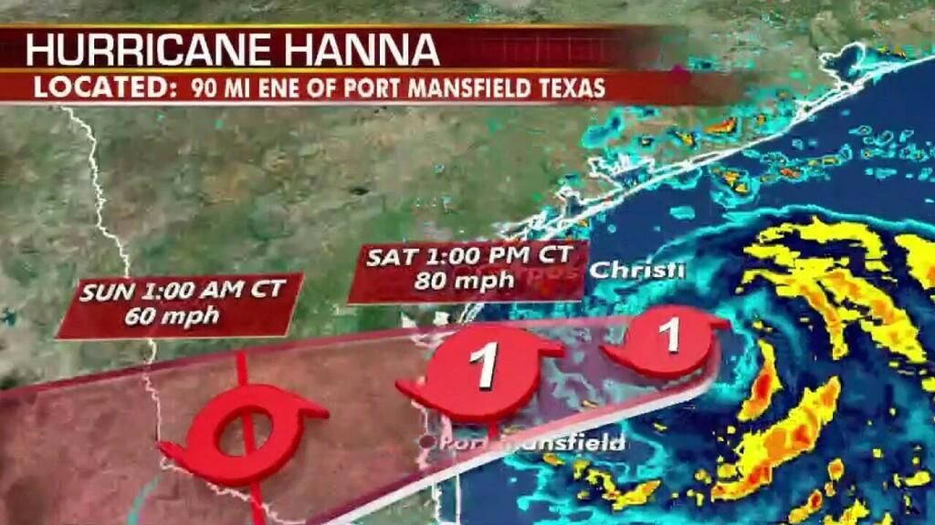 Citra satelit cuaca dari Hurricane Hanna di Texas, AS