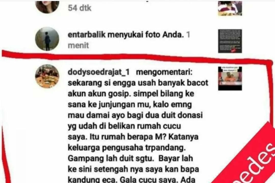 Komentar Doddy Sudrajat (Foto: Instagram/@lambee.pedes)