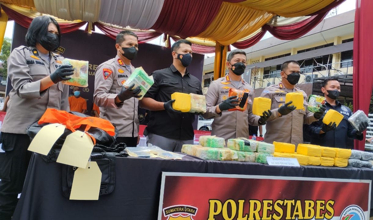 Polrestabes Medan Sita 42 Kg Sabu Dalam Sepekan, 3 Orang Jadi Tersangka