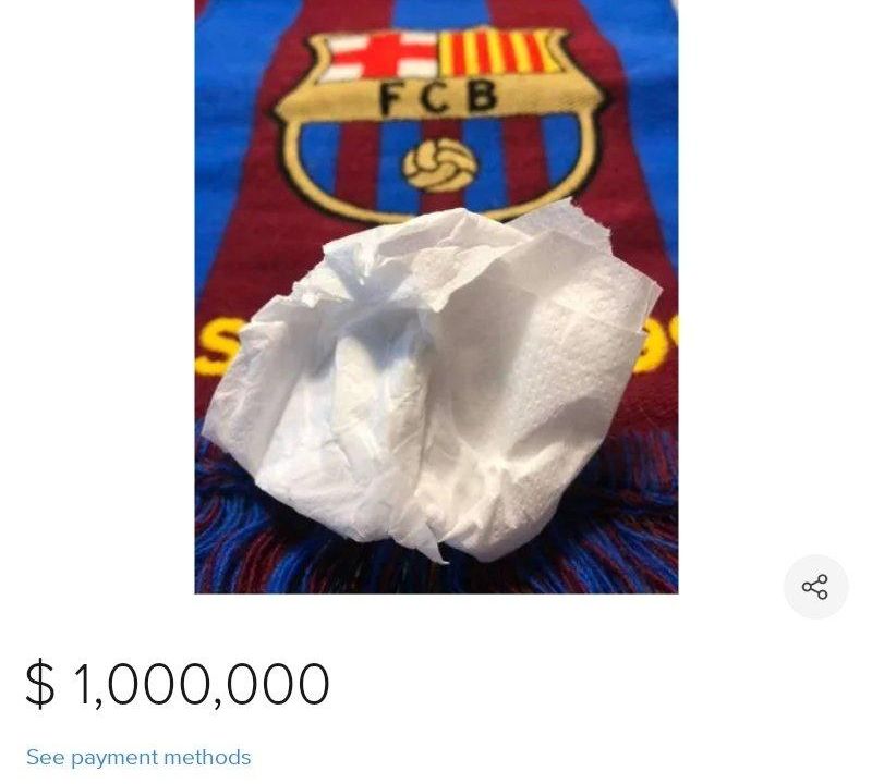 Tisu air mata bekas Messi (Foto: Twitter/LM10_Angad)