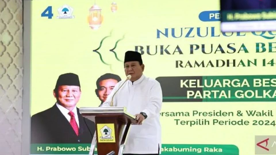 Hadiri Bukber Partai Golkar, Prabowo Sebut Hormati Proses dan Tunggu Putusan MK