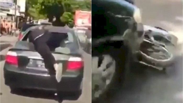 Aksi Heroik Pria di Bandung, Lompat ke Atas Mobil Sedan yang Mau Kabur Usai Tabrak Pemotor, Netizen: Fast & Furious Real Life!