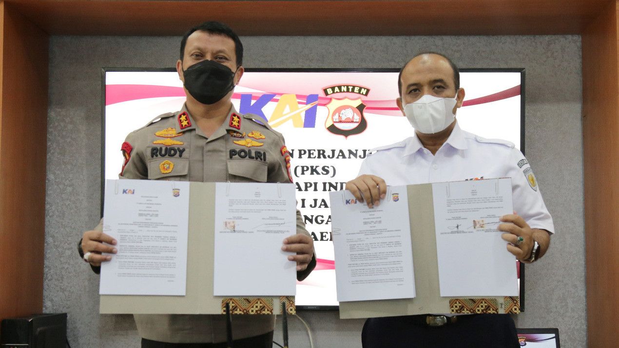 Tingkatkan Keamanan Operasional Kereta Api, PT KAI Tandatangani Perjanjian Kerja Sama dengan Polda Banten
