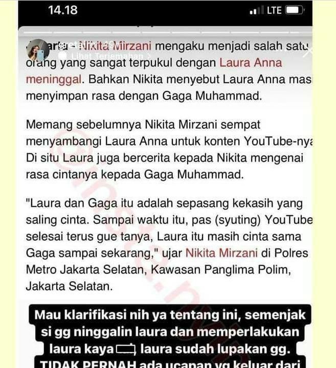 Unggahan Greta Irene (Foto: Instagram Stories/@gretairn)