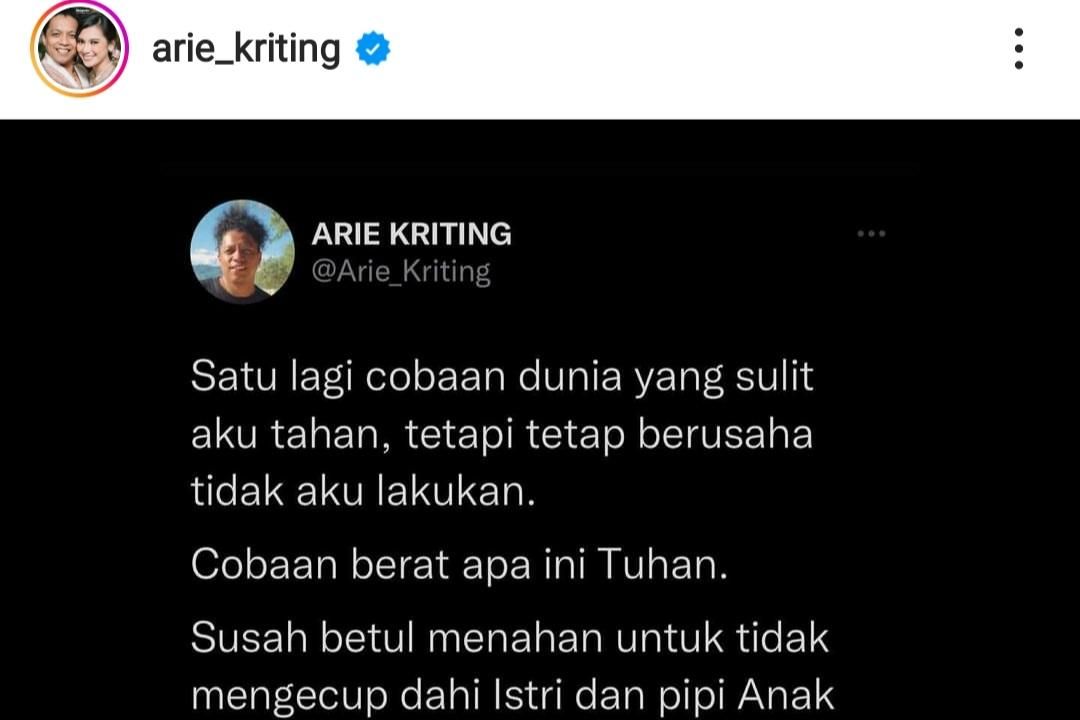 Cuitan Arie Kriting (Foto: Instagram/@arie_kriting) 