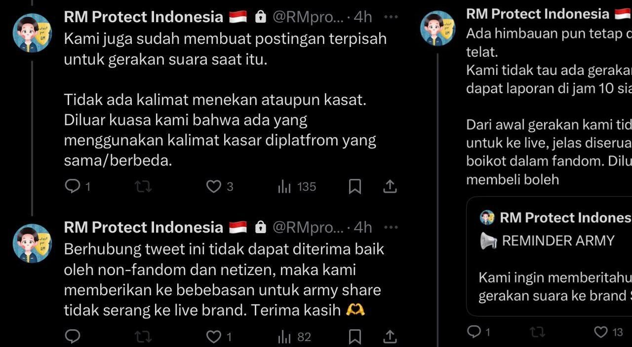 Komentar akun salah satu ARMY (X/RMProtect_INA)