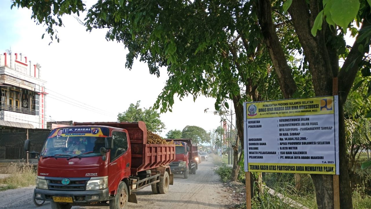 Pemprov Sulsel Mulai Perbaiki Jalan Batas Soppeng-Pangkajene Sidrap, Kucurkan Rp14,88 Miliar