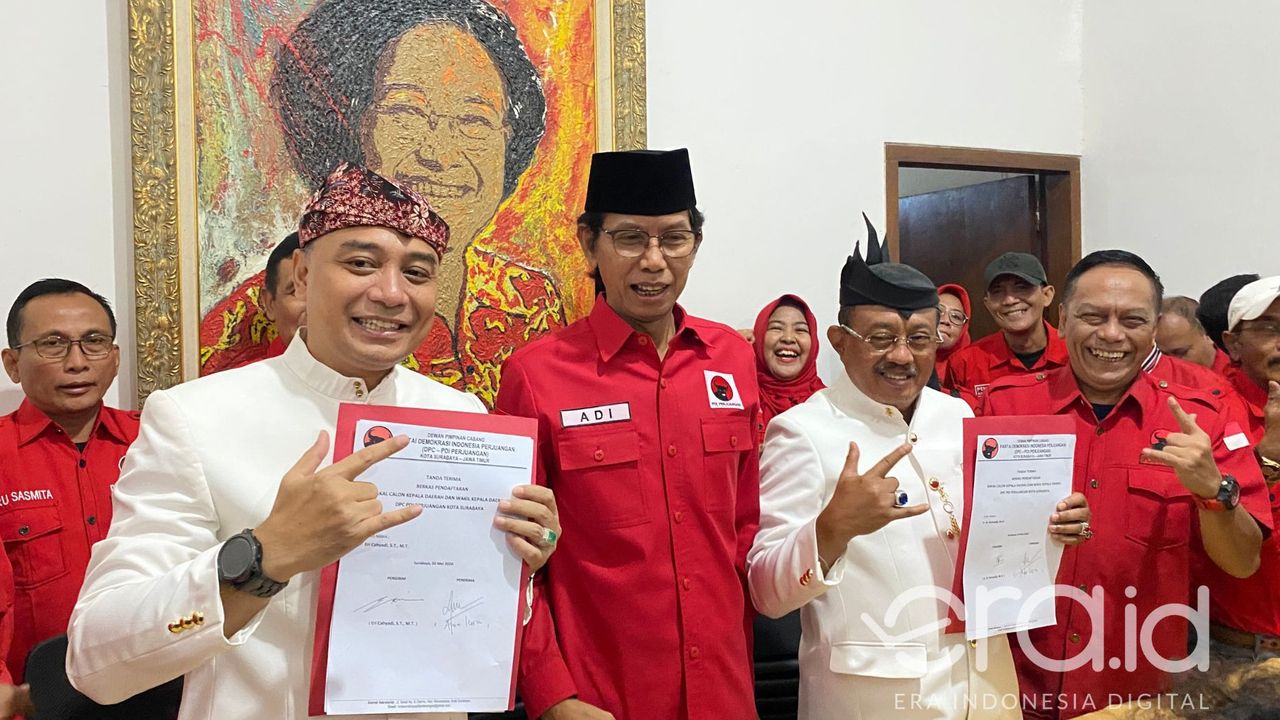 Eri Cahyadi-Armuji Resmi Daftar Kembali Maju Pilwali 2024 di PDIP Surabaya