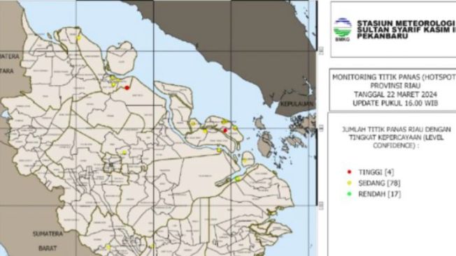 BMKG Deteksi 99 Titik Panas di Riau dan Sekitarnya