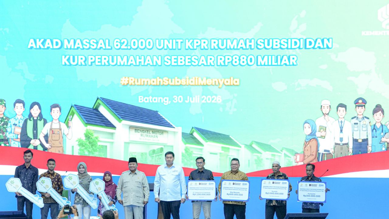 Prabowo Pimpin Akad Massal 62 Ribu Debitur KPR FLPP yang Disokong BRI