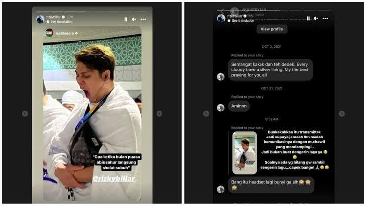 Unggahan Rizky Billar (Foto: Instagram stories/@rizkybillar)
