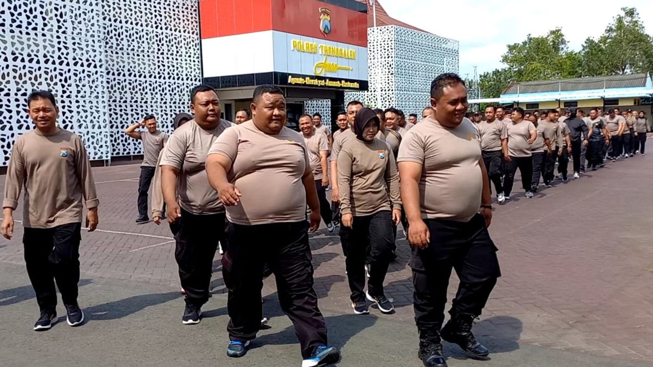 Penampakan 60 Polisi Gendut di Trenggalek Jalani Diet dan Olahraga Jelang Pilkada, Apa Kerjanya?