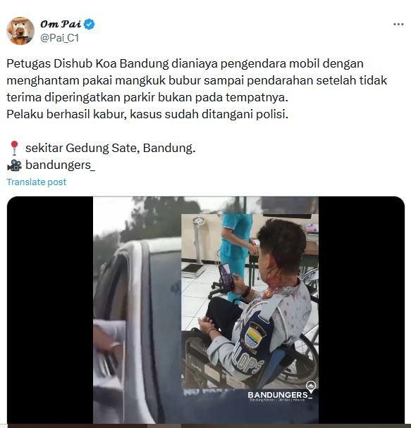 Petugas Dishub Bandung dilempar mangkuk bubur (X/Pai_C1)