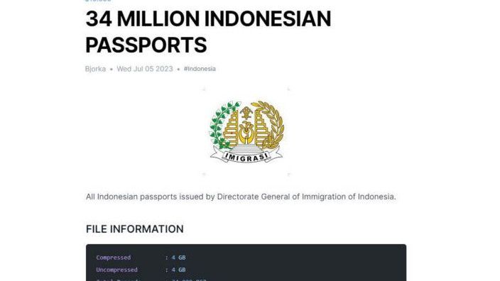 Sebanyak 34 Juta Data Paspor Indonesia Diduga Bocor, Timestamp dari Tahun 2009-2020