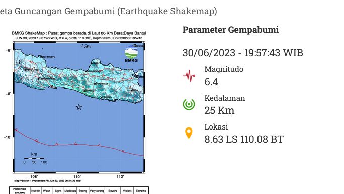 Gempa M 6,4 di Bantul Dirasakan Hingga Kota Sukabumi