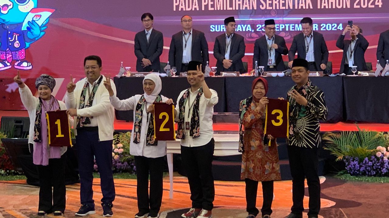 Nomor Urut Pasangan Pilgub Jatim Mirip Pilpres, Luluk-Lukman 1, Khofifah-Emil 2, Risma-Gus Hans 3