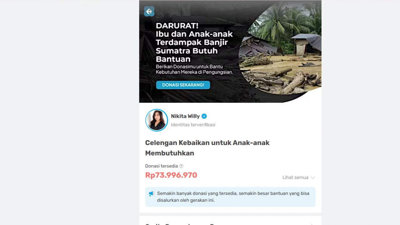 Nikita Willy (sumber: situs/kitabisa.com)