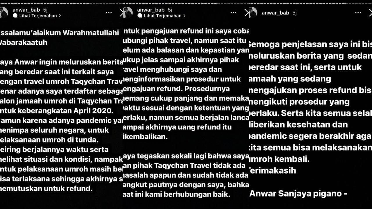 Klarifikasi Anwar BAB (Foto: Instagram/@anwar_bab)
