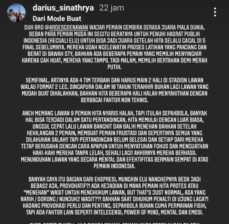 Sindiran Darius Sinathrya (Foto: Instagram/@darius_sinathrya)