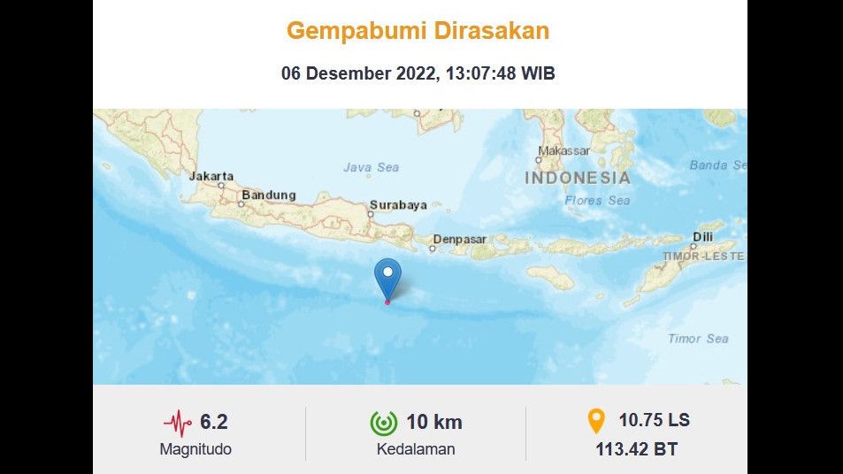 Gempa 6,2 Magnitudo Guncang Jember Jawa Timur, Getarannya Terasa hingga Kuta dan Yogyakarta