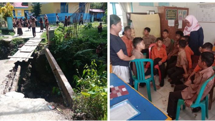 Ngeri, Jembatan di Sumatera Barat Ambruk dan Celakai Anak Sekolah yang Asyik Ngobrol
