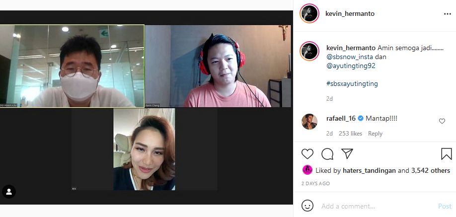 Virtual meeting Ayu Ting Ting (Foto: Instagram/@kevin_hermanto)