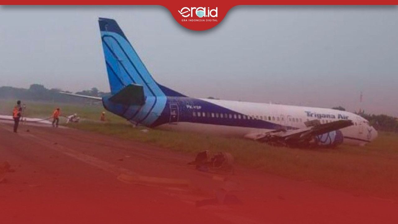 Detik-Detik Pesawat Trigana Air Tergelincir di Bandara Halim Perdana Kusuma