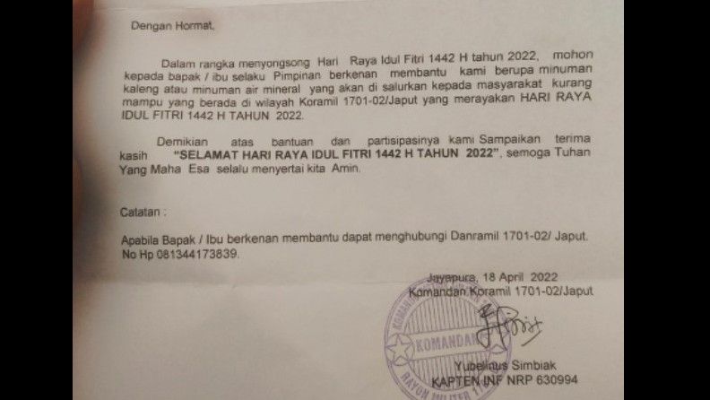 Minta Sumbangan Minuman ke Warung, TNI AD Beri Sanksi Danramil 1701-02/Jayapura Utara Papua