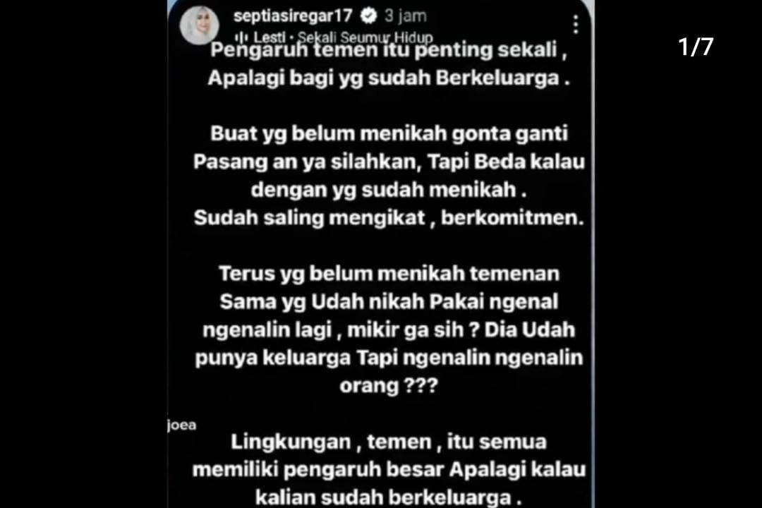 Curhatan Septia Siregar (Foto: Instagram/@lambe_danu_official99)