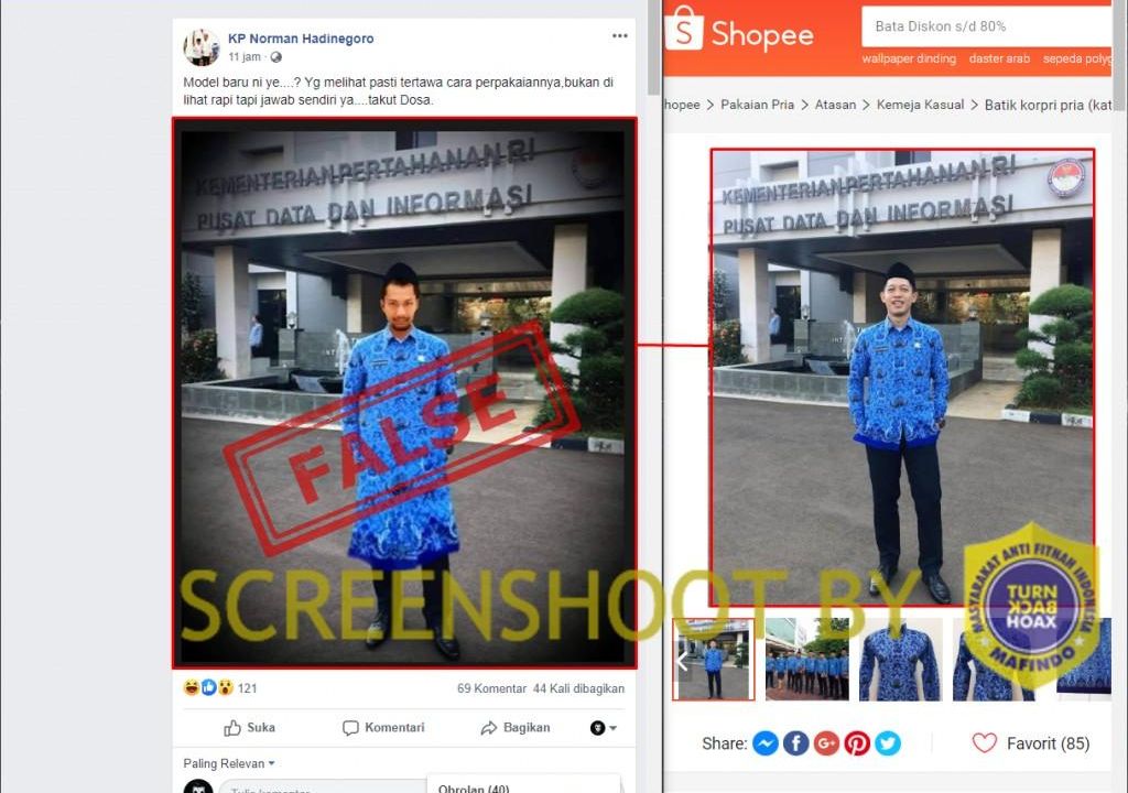 Perbandingan foto asli dan hoax baju korpri gamis