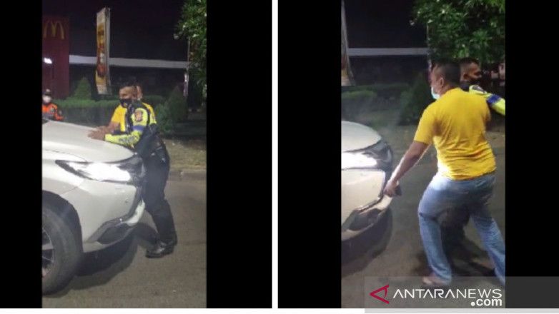 Viral! Pengemudi Mobil Mewah Maksa Terobos Pos Penyekatan di Karawang hingga Dorong Polisi, Endingnya Minta Maaf..