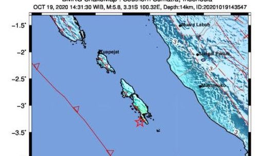 Warga Kepulauan Mentawai Rasakan Guncangan Kuat Gempa M5,8