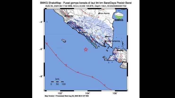 Gempa M5,0 Guncang Pesisir Barat, BMKG: Penyebabnya Dipicu Sesar Aktif Dasar Laut