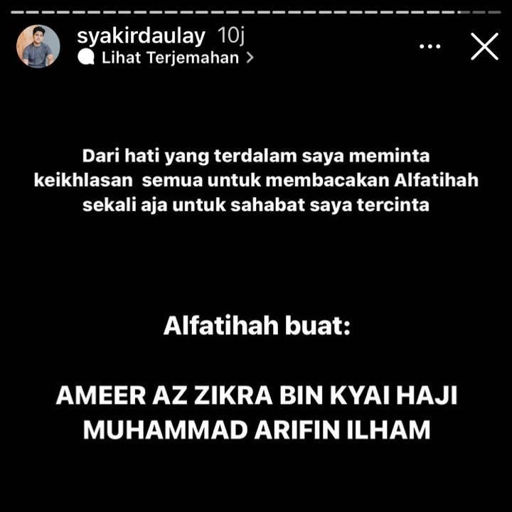 Syakir Daulay minta doa (Foto: Instagram Stories/@syakirdaulay)