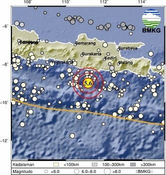 Pacitan Jatim Diguncang Gempa M5,6, Terasa hingga Yogyakarta
