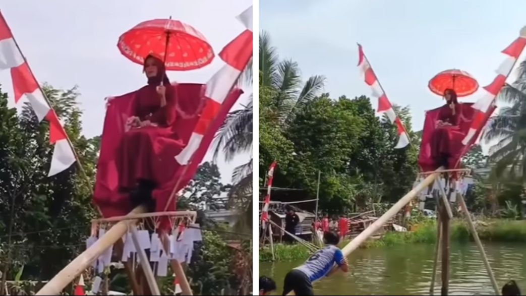 Viral di Media Sosial Lomba Panjat Pinang Hadiahnya Janda Muda