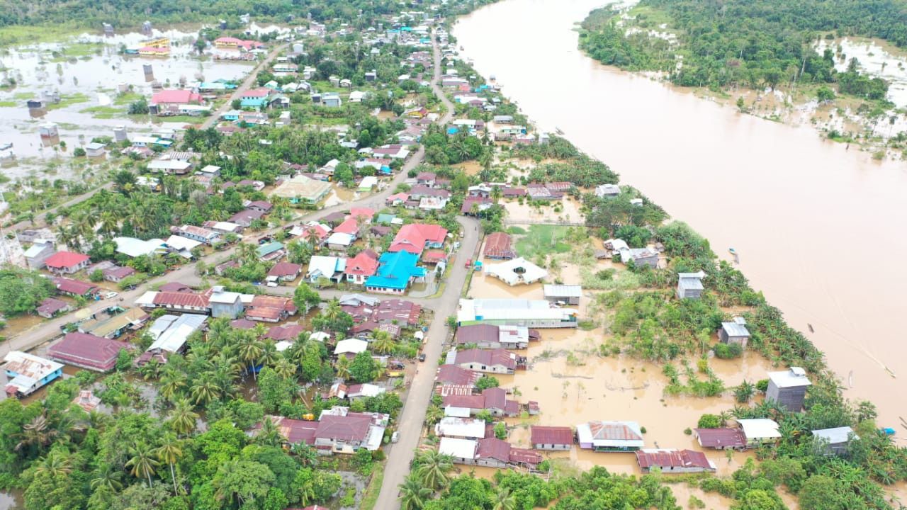 Penampakan Ratusan Rumah di Kabupaten Nunukan Kalimantan Utara Terendam Banjir