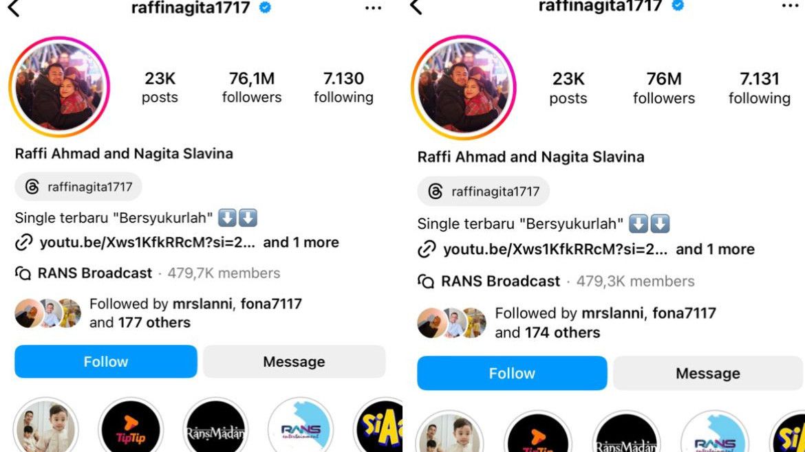 Terang-terangan Ada di Barisan Pemerintah, Followers Raffi Ahmad dan Nagita Slavina Berkurang, Mulai Ditinggal Pengikut?