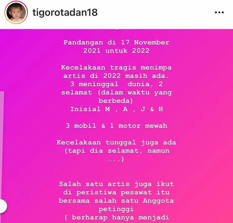 Ramalan anak indigo (Foto: Instagram/@tigorotadan18)