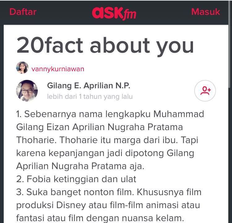 Gilang (Foto: AskFm/Gilang E. Aprilian N.P)