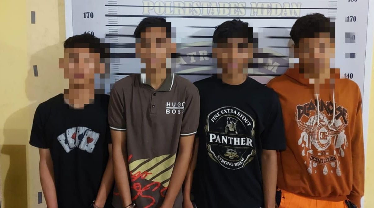 Polisi Amankan 4 Pelaku Begal Geng Motor di Medan