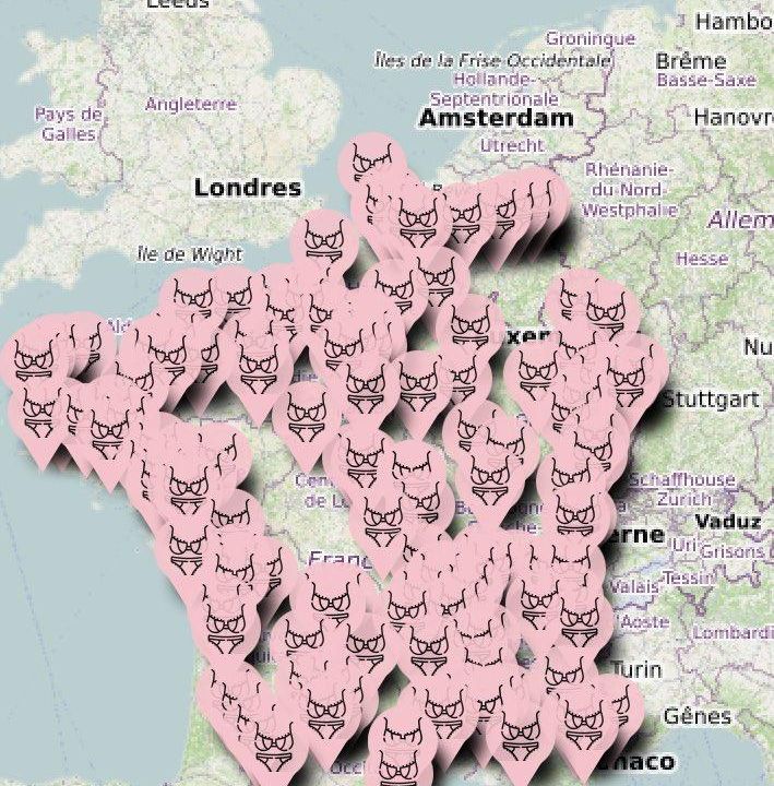 Peta sebaran toko pakaian dalam di Prancis