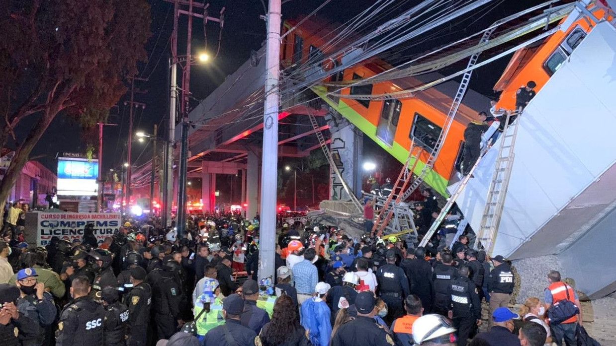 Jembatan Kereta MRT di Meksiko Ambrol, 15 Penumpang Kereta Tewas