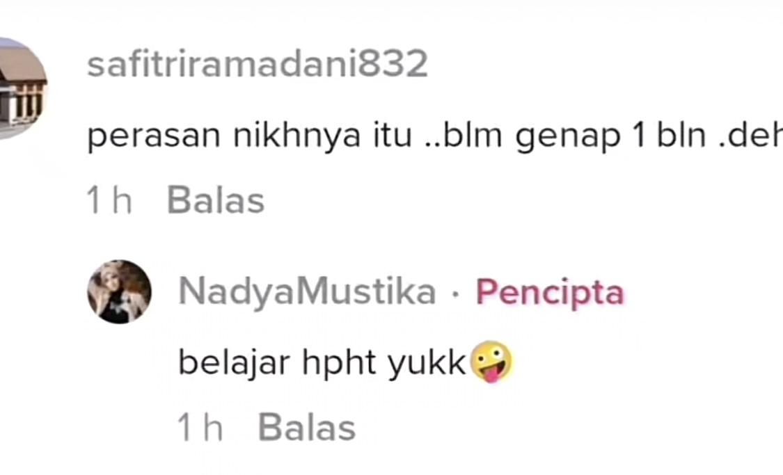 Komentar Nadya Mustika (Foto: TikTok/@uniquetv_real)
