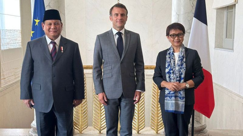 Bahas Kerja Sama Pertahanan, Menhan Prabowo dan Menlu Retno bertemu Presiden Prancis Emmanuel Macron