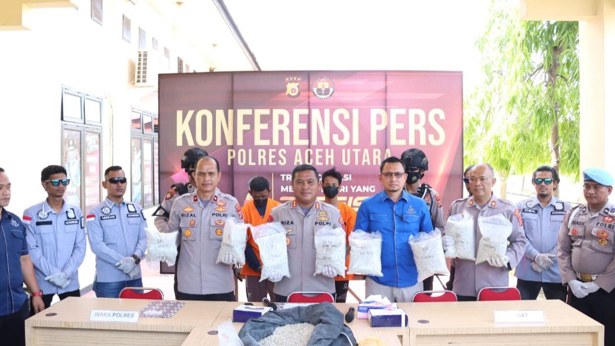 Polres Aceh Utara Gagalkan Penyeludupan 21,4 Kg Sabu dan Ribuan Butir Ekstasi